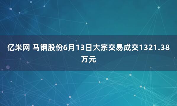 亿米网 马钢股份6月13日大宗交易成交1321.38万元