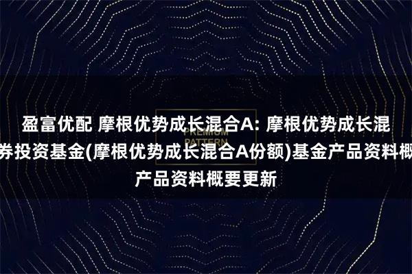 盈富优配 摩根优势成长混合A: 摩根优势成长混合型证券投资基金(摩根优势成长混合A份额)基金产品资料概要更新