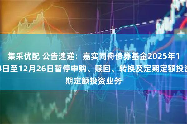 集采优配 公告速递：嘉实同舟债券基金2025年12月24日至12月26日暂停申购、赎回、转换及定期定额投资业务