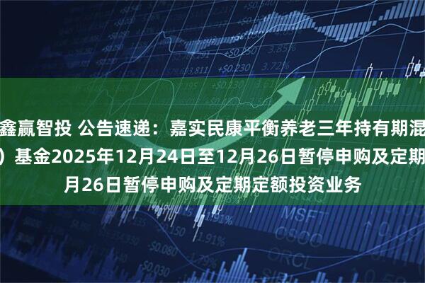 鑫赢智投 公告速递：嘉实民康平衡养老三年持有期混合发起（FOF）基金2025年12月24日至12月26日暂停申购及定期定额投资业务